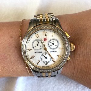 Michele Jetway two-tone diamond watch, 36mm
